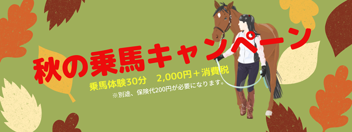 【終了】スポーツの秋！今が乗馬をはじめるチャンス！秋の乗馬キャンペーン実施中